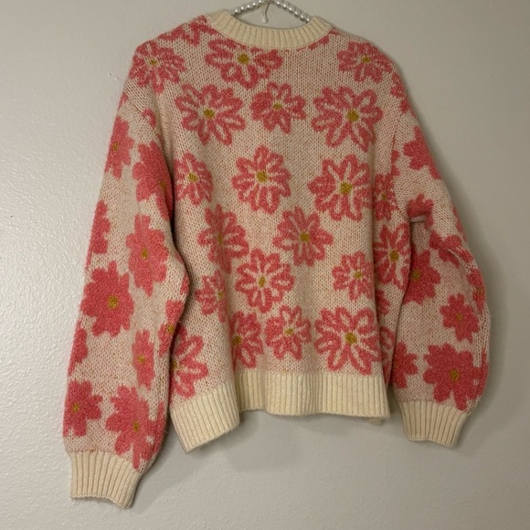 Promod France Women Floral Knit Crewneck Chunky Sweater - Picture 10 of 12